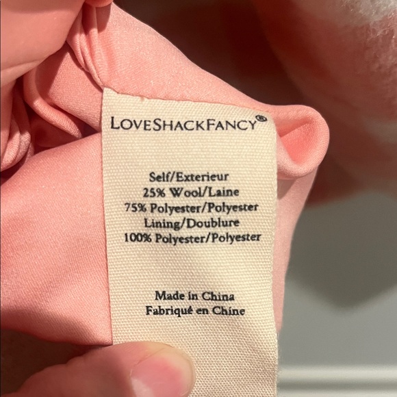 LoveShackFancy Pink and Cream Checkered Teddy Jacket Large - Picture 6 of 6